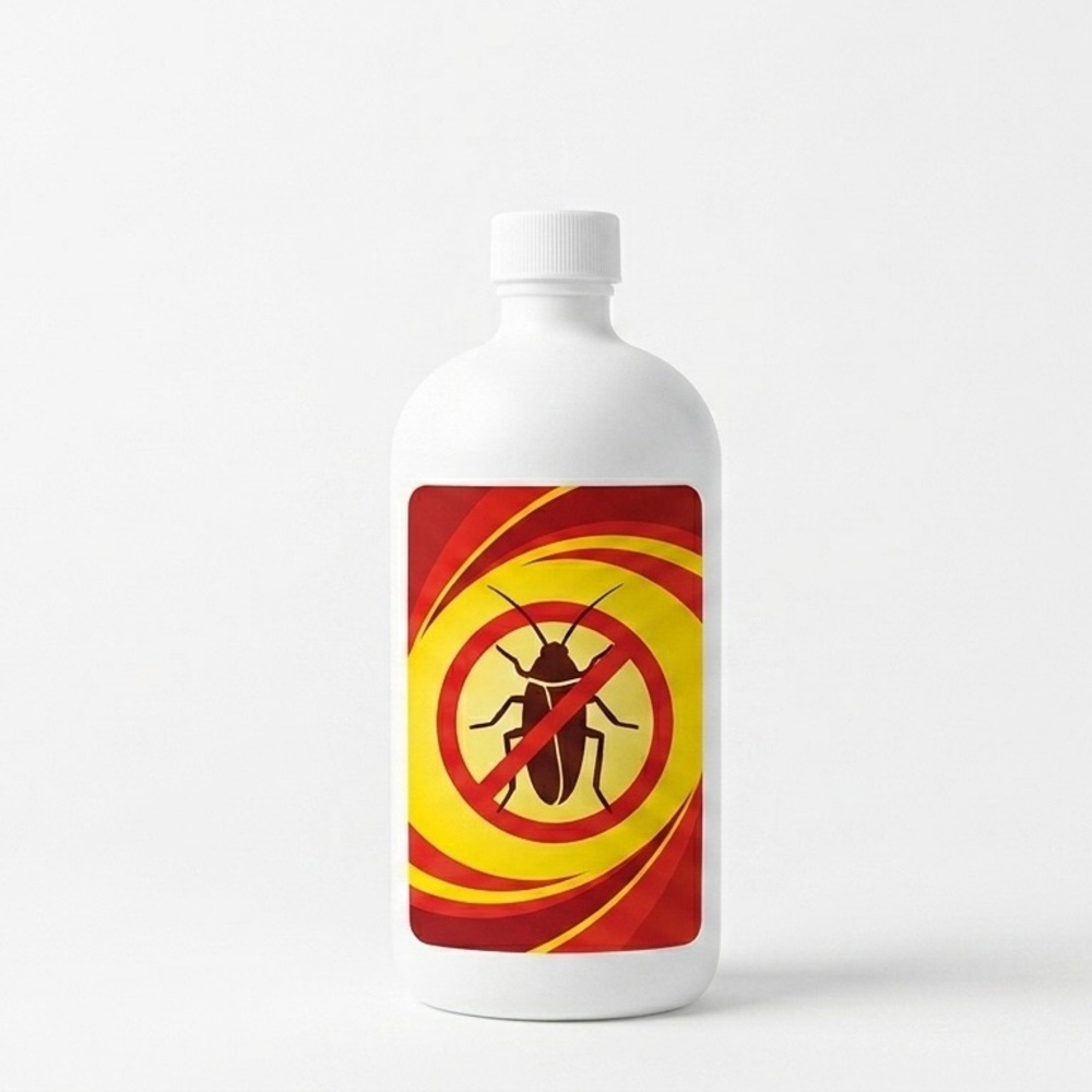 White Bottle with Red and Yellow Insect Repellent Label